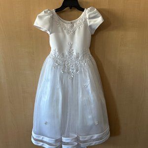 Swea Pea & Lilli Girl's White Embroidered Organza Communion Dress, Size 8